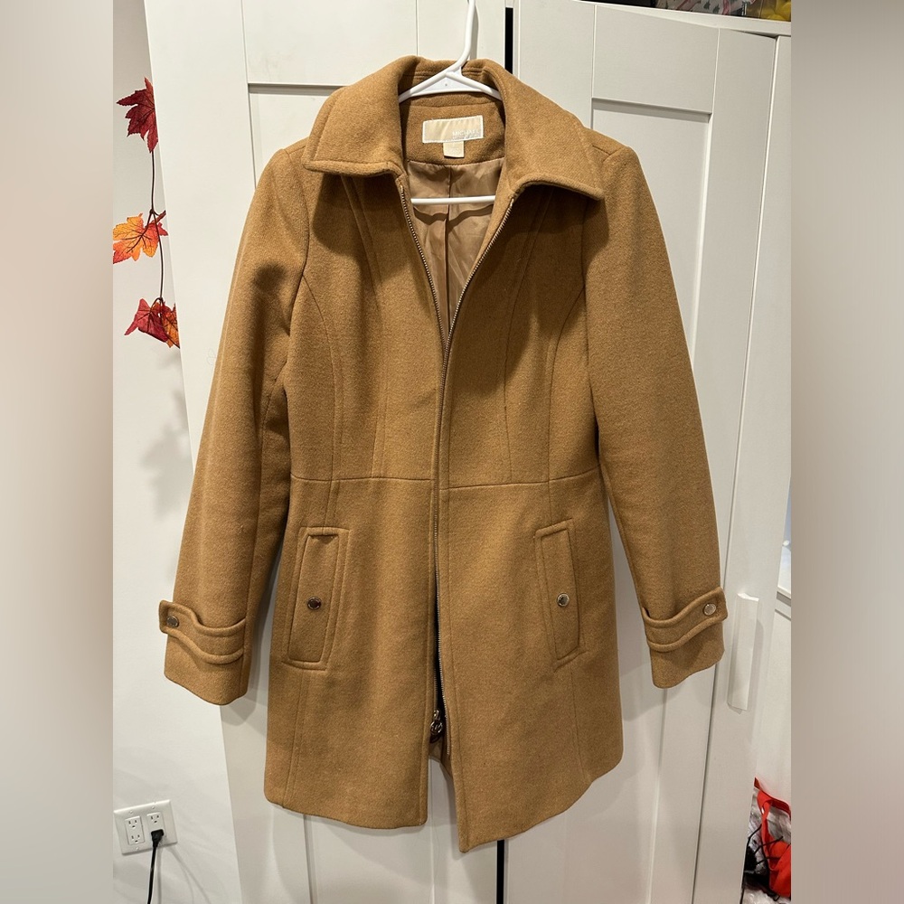 Michael Kors Zip Front Wool Coat